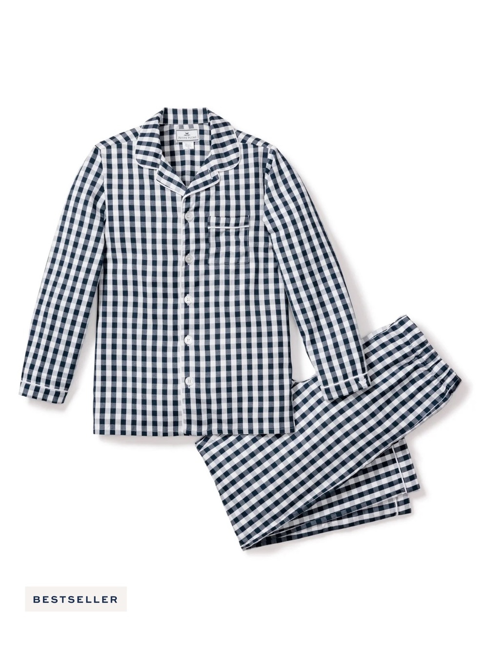 Children's Navy and White Gingham Pajama Set - Classic Button-Up